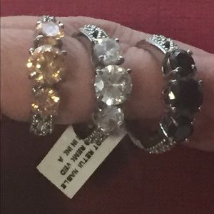 Set of 3 simulated multi gemstone rings as 9